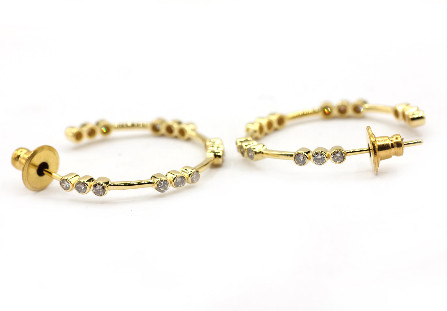 Loop 14k Solid Gold Diamond Earring. Genuine handmade pave diamond Earring. 14k Solid Gold Diamond Earring..