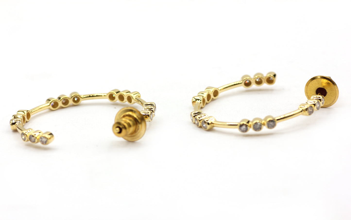 Loop 14k Solid Gold Diamond Earring. Genuine handmade pave diamond Earring. 14k Solid Gold Diamond Earring..