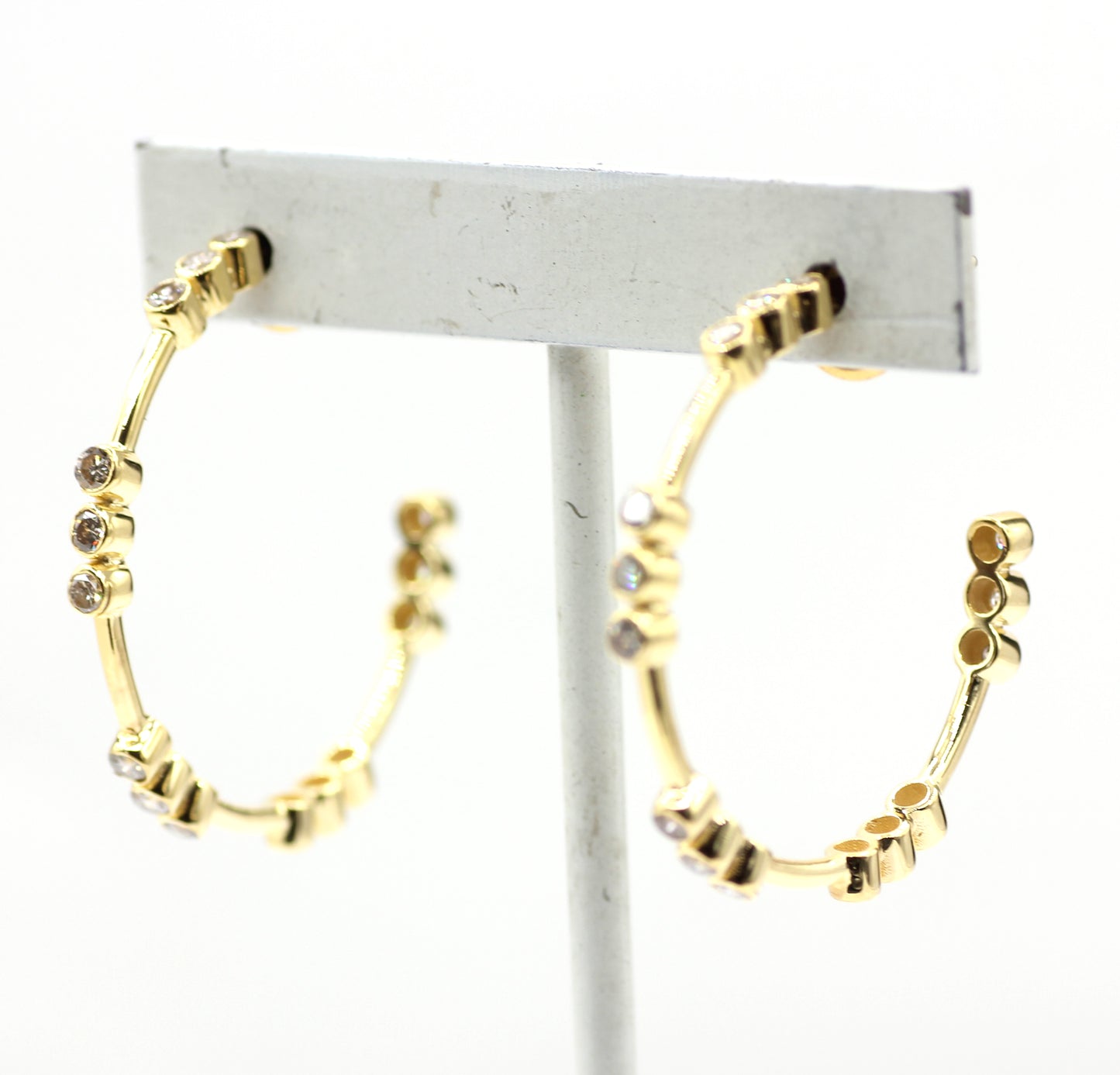 Loop 14k Solid Gold Diamond Earring. Genuine handmade pave diamond Earring. 14k Solid Gold Diamond Earring..