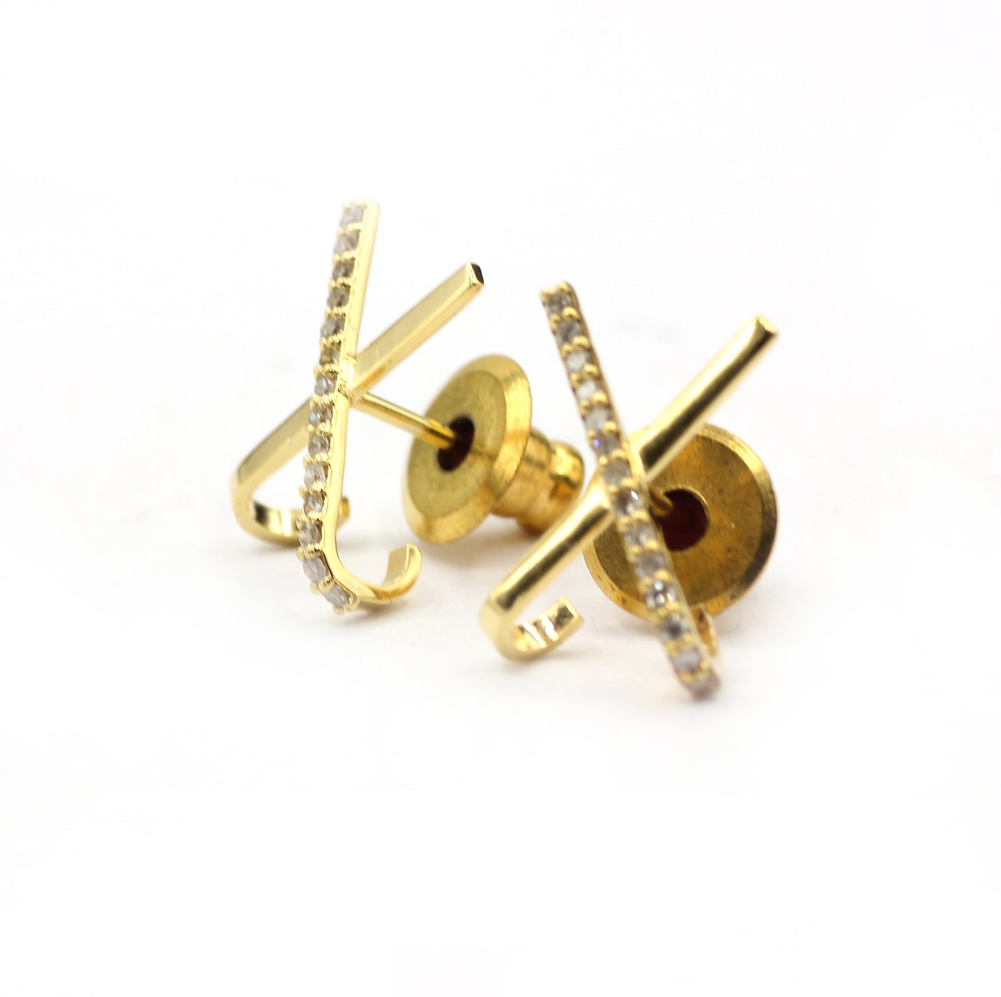 X 14k Solid Gold Diamond Stud Earring. Genuine handmade pave diamond Earring. 14k Solid Gold Diamond Earring..