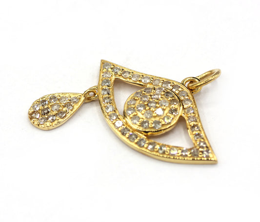 Evil eye 14k Solid Gold Diamond Pendants.