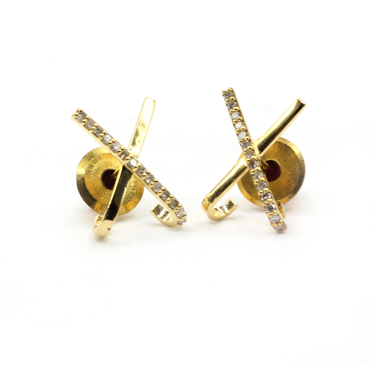 X 14k Solid Gold Diamond Stud Earring. Genuine handmade pave diamond Earring. 14k Solid Gold Diamond Earring..