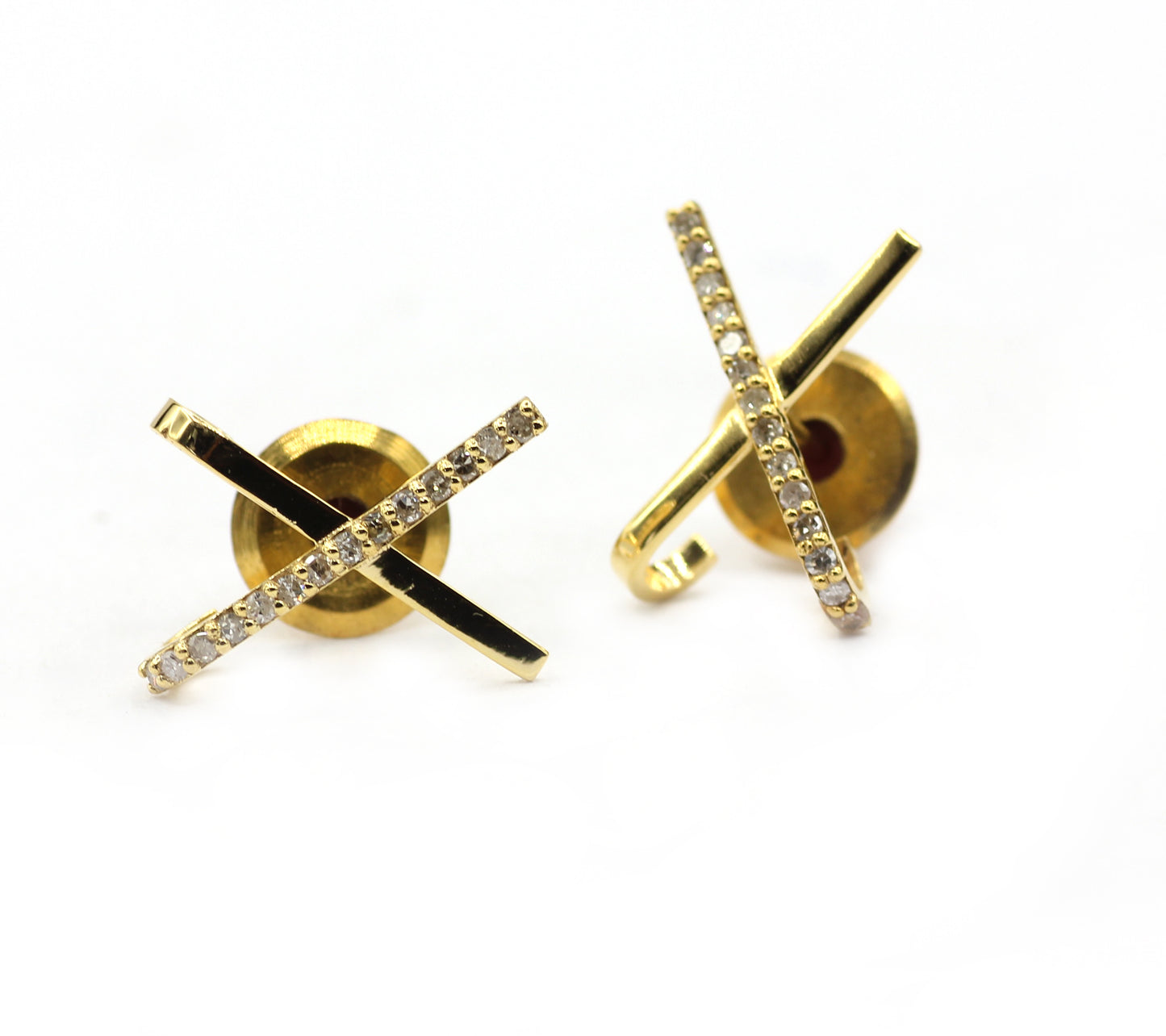X 14k Solid Gold Diamond Stud Earring. Genuine handmade pave diamond Earring. 14k Solid Gold Diamond Earring..