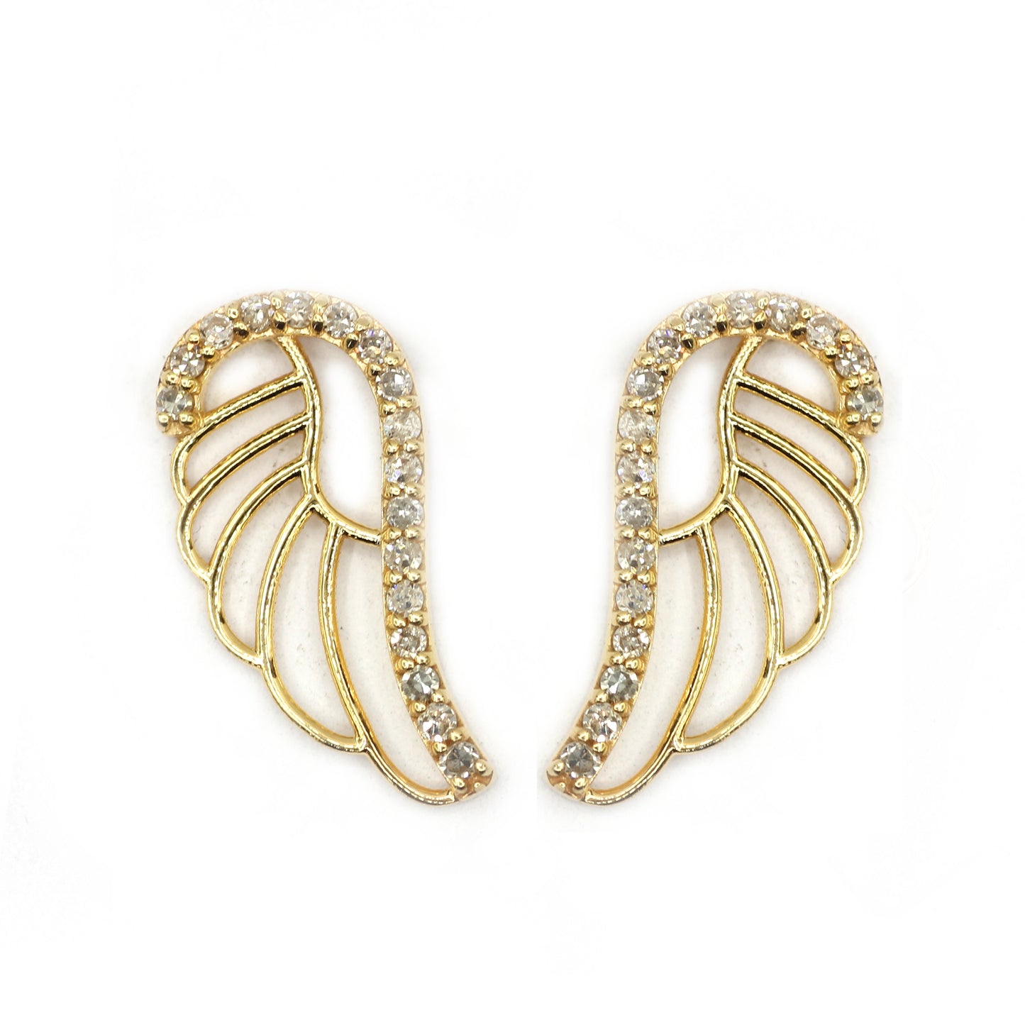 Wings 14k Solid Gold Diamond Stud Earring.14k Solid Gold Diamond Earring..