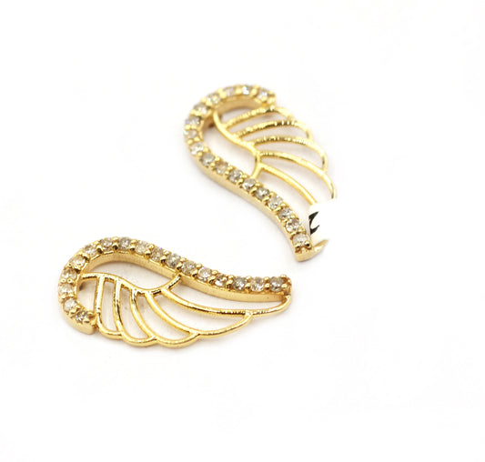 Wings 14k Solid Gold Diamond Stud Earring.14k Solid Gold Diamond Earring..