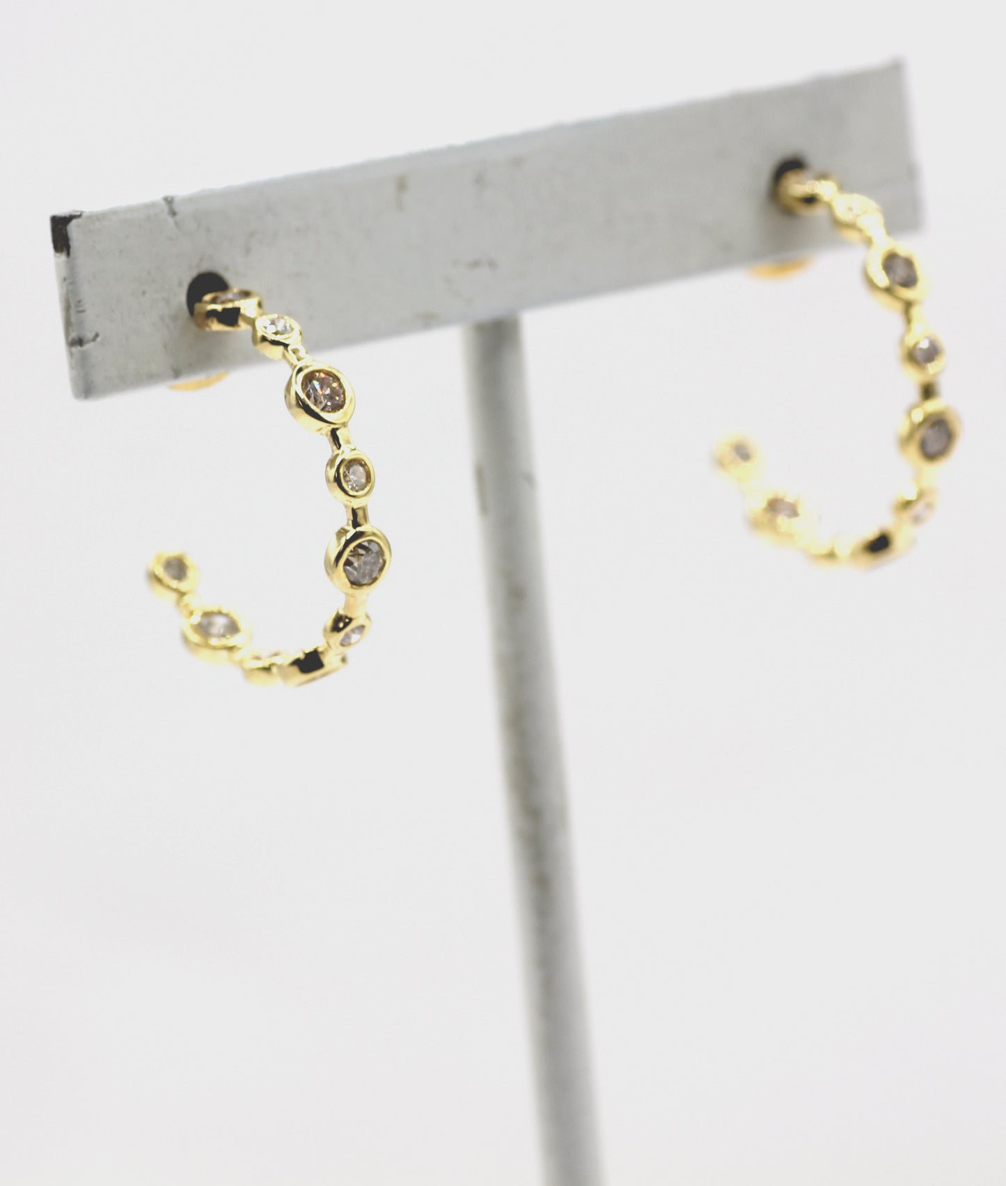 Loop 14k Solid Gold Diamond Earring. Genuine handmade pave diamond Earring. 14k Solid Gold Diamond Earring..