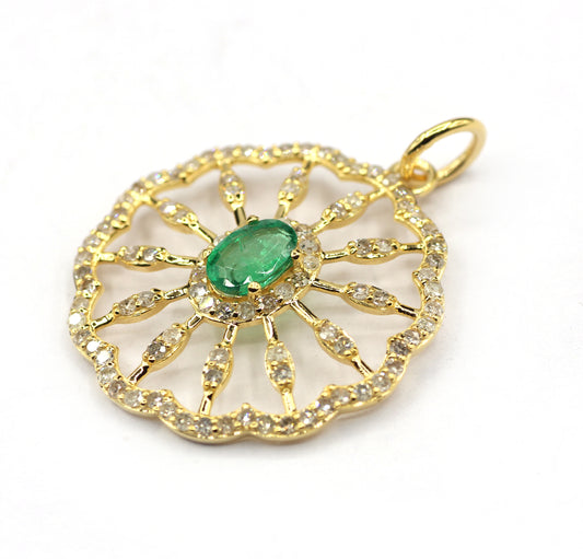 Round 14k Solid Gold Diamond Pendants.