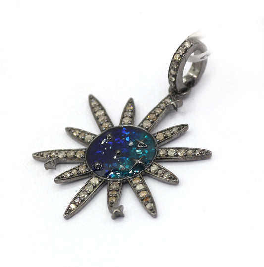 Star Silver Pave Diamond Pendant