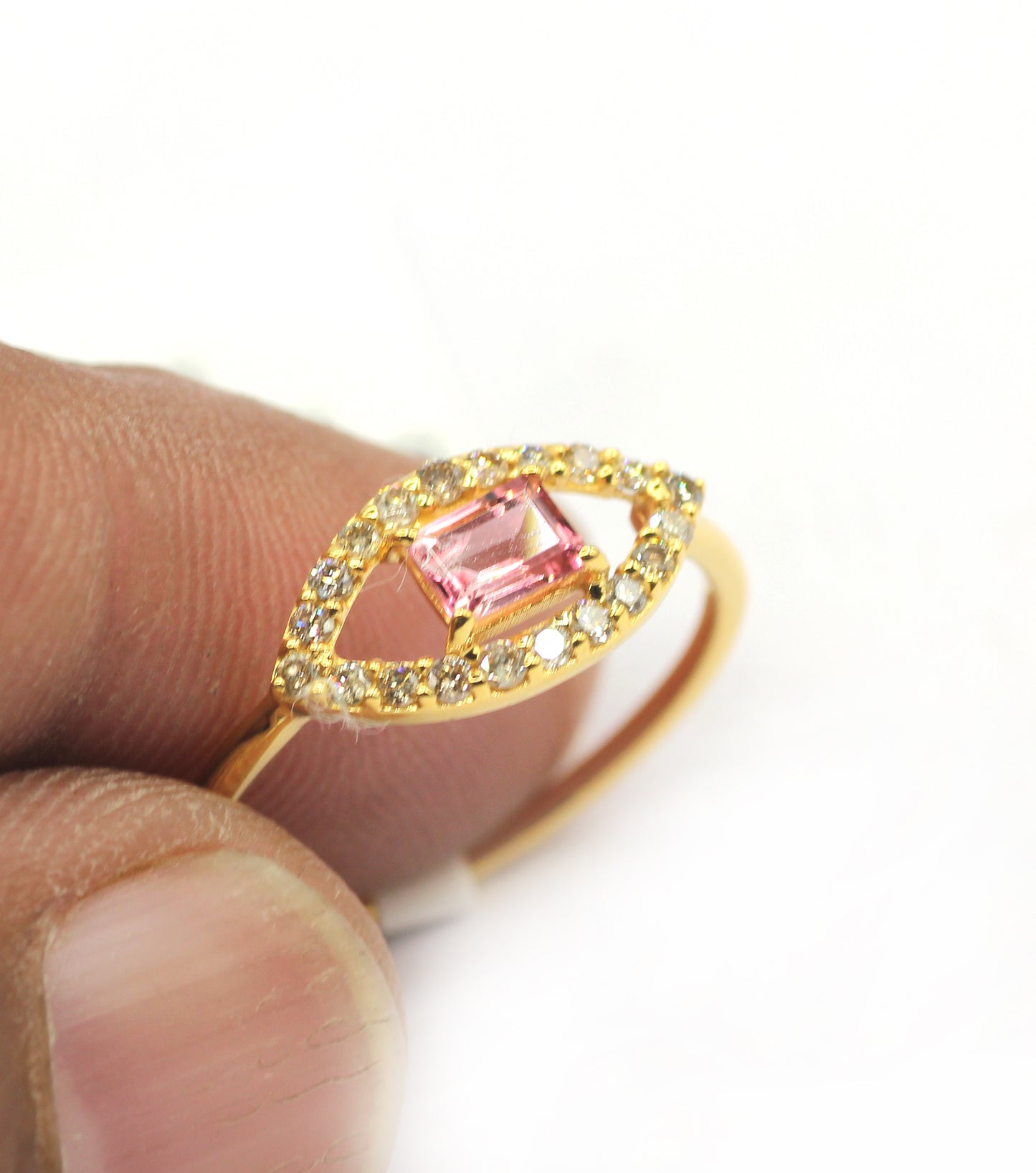 Evil Eye 14k Solid Gold Diamond Rings.Genuine handmade pave diamond Rings.