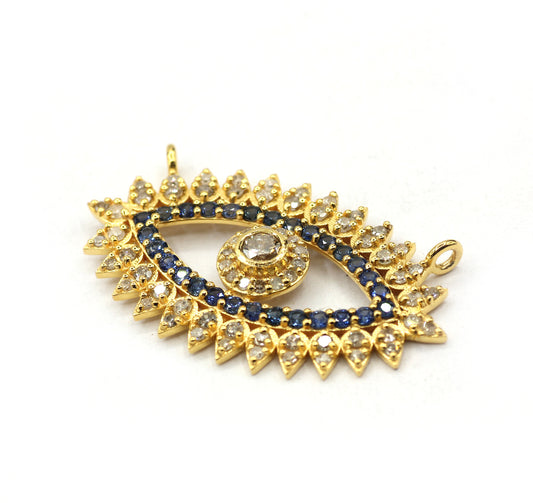 Evil Eye 14k Solid Gold Diamond Pendants.