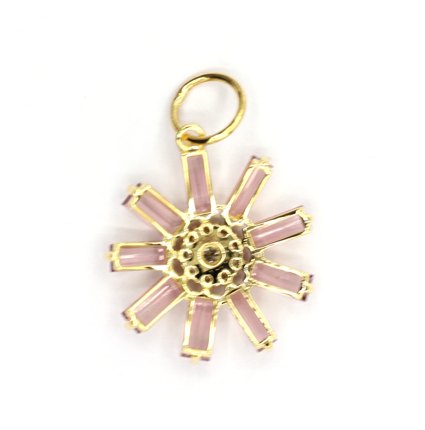 Flower 14k Solid Gold Diamond Pendants.