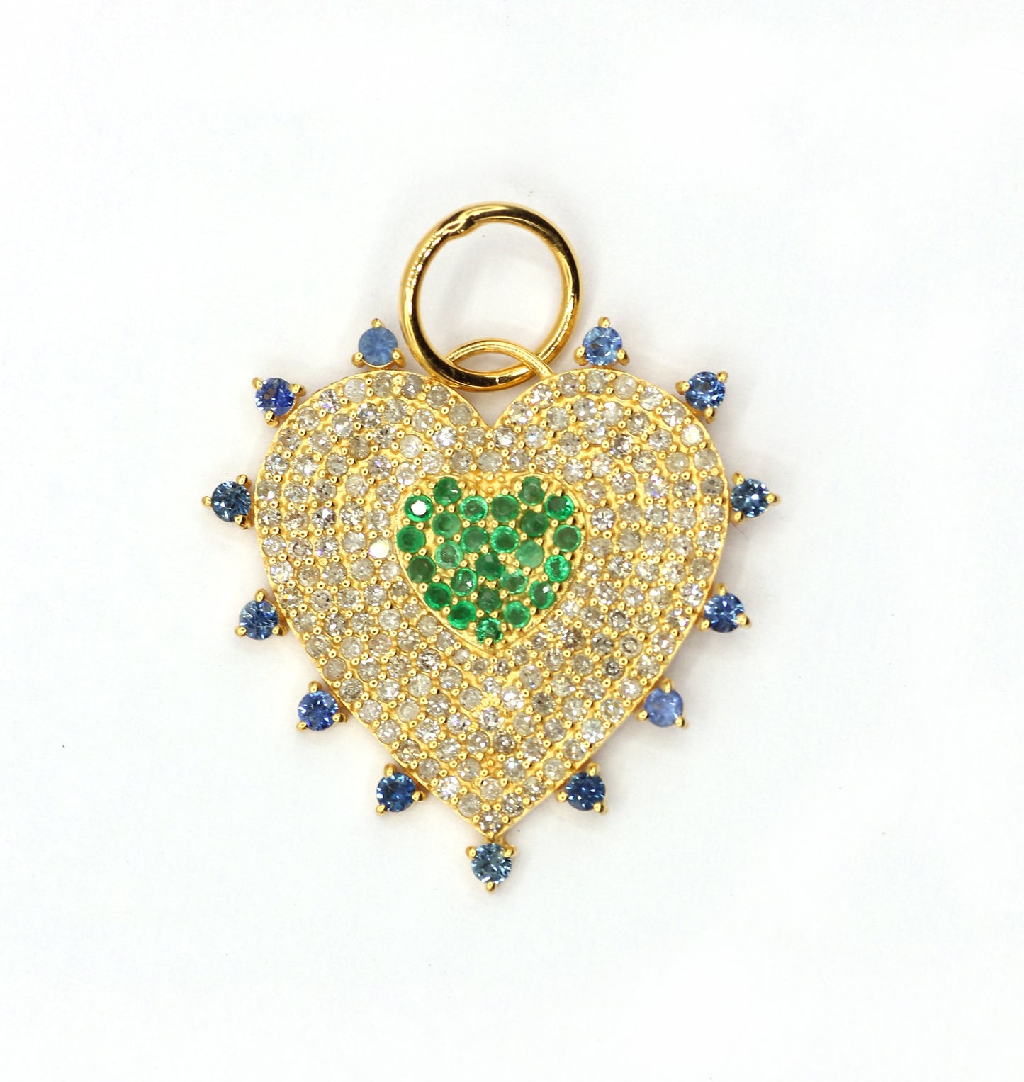Heart 14k Solid Gold Diamond Pendants.