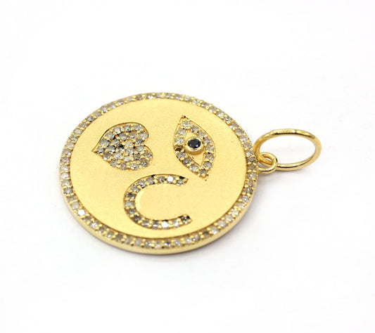 Round 14k Solid Gold Diamond Pendants.