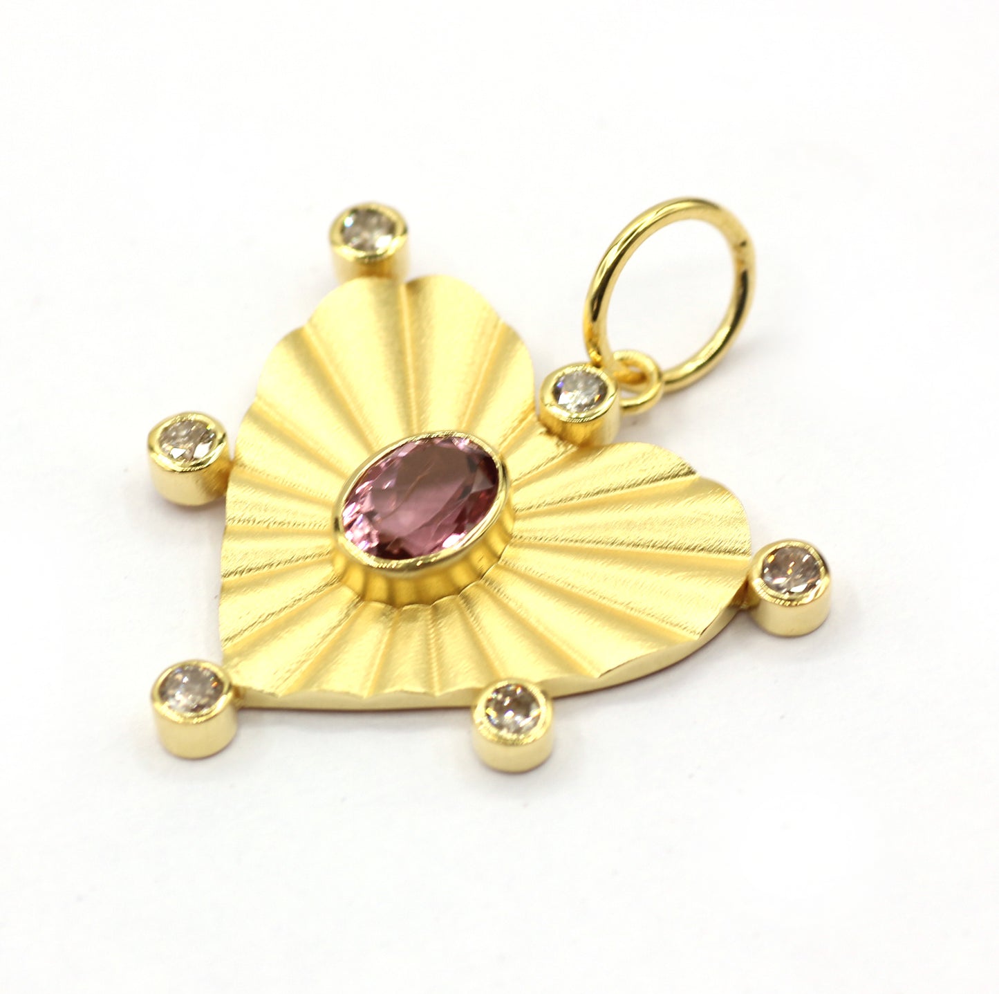 Heart 14k Solid Gold Diamond Pendants.