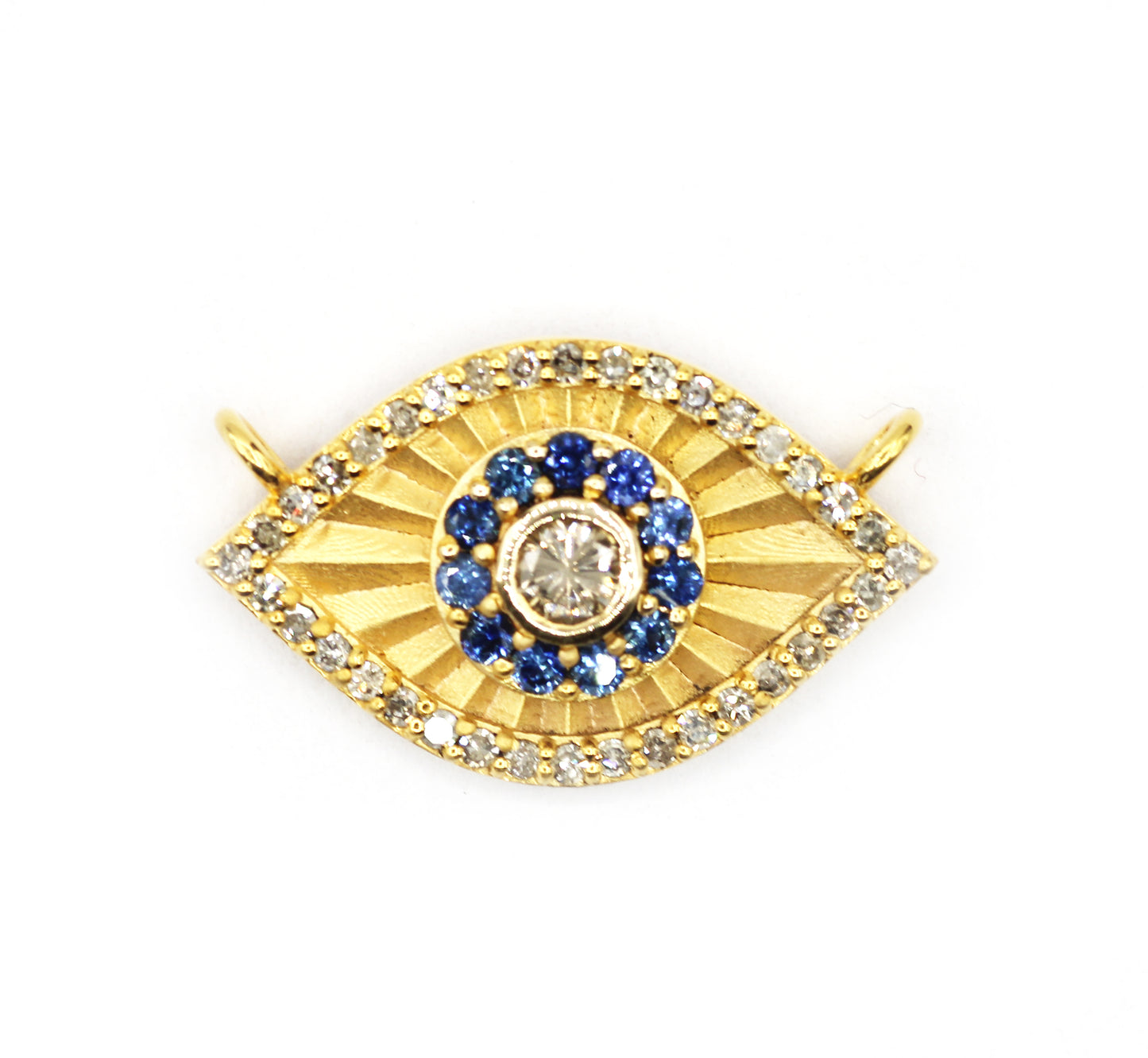 Evil Eye 14k Solid Gold Diamond Pendants.