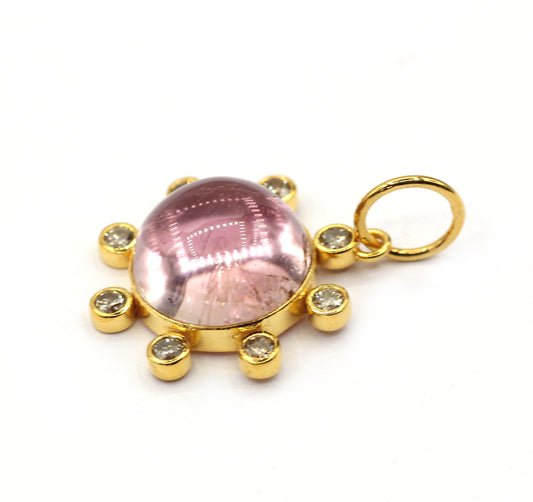 Round 14k Solid Gold Diamond Pendants.