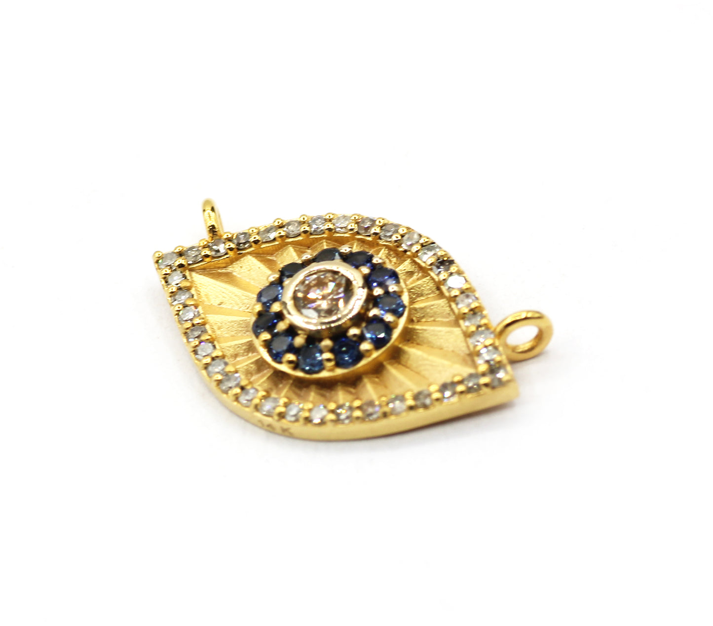 Evil Eye 14k Solid Gold Diamond Pendants.