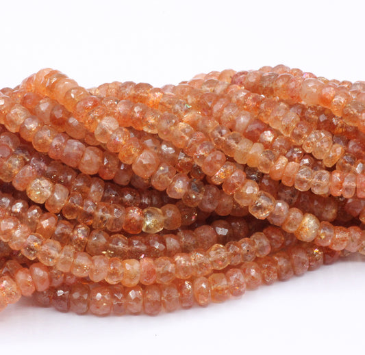 Sunstone Faceted Bead, Size 7 mm,