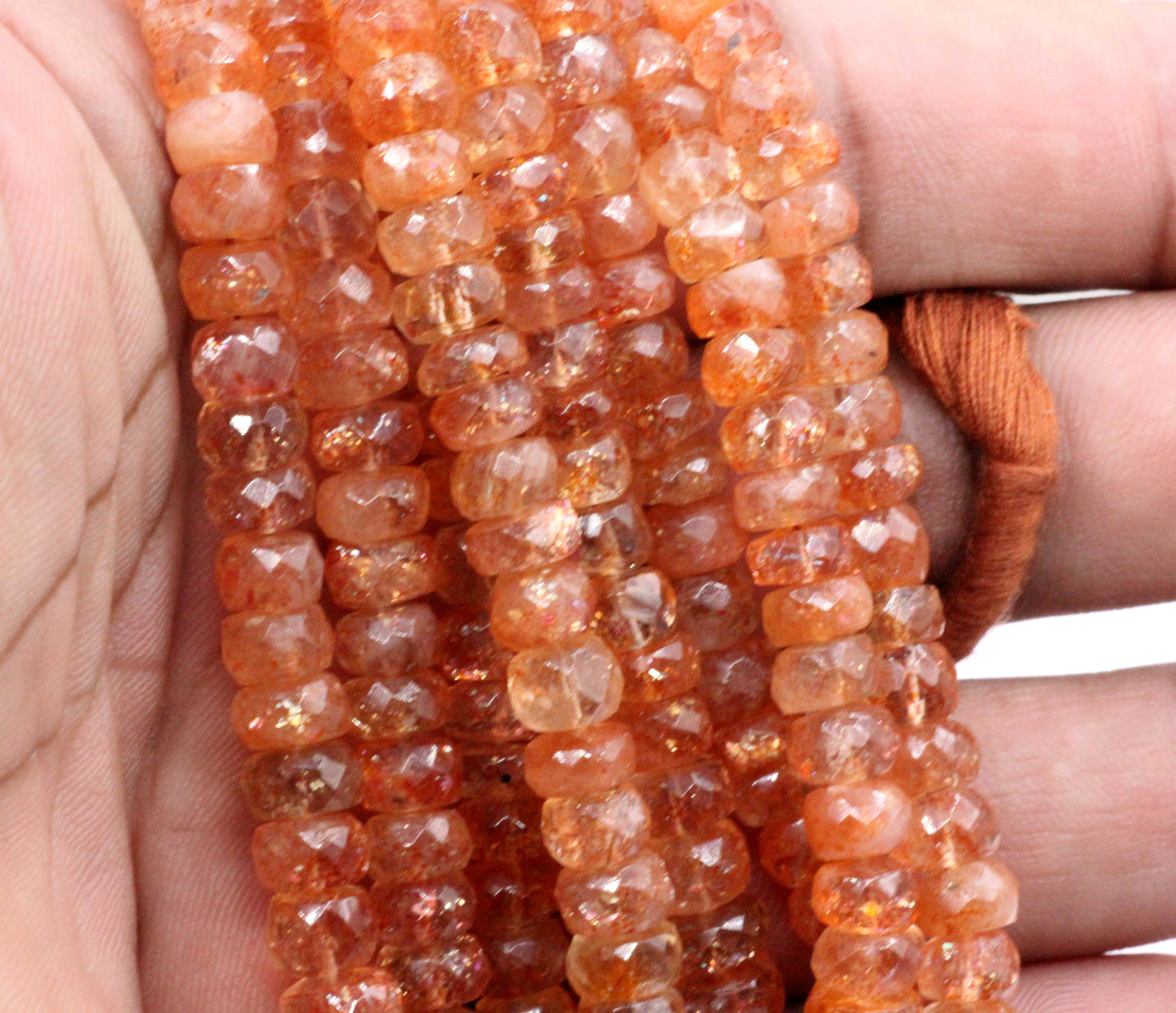 Sunstone Faceted Bead, Size 7 mm,