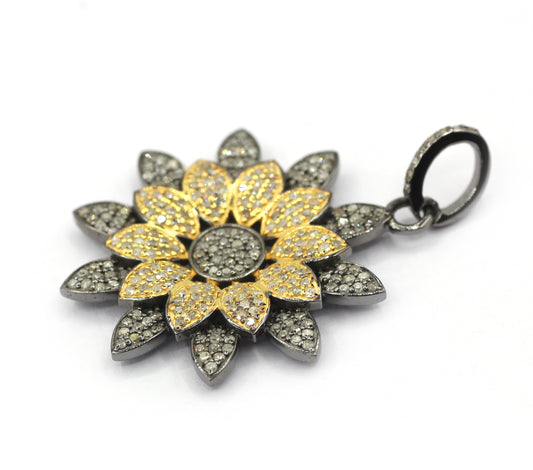 Flower Pave Diamond Pendant