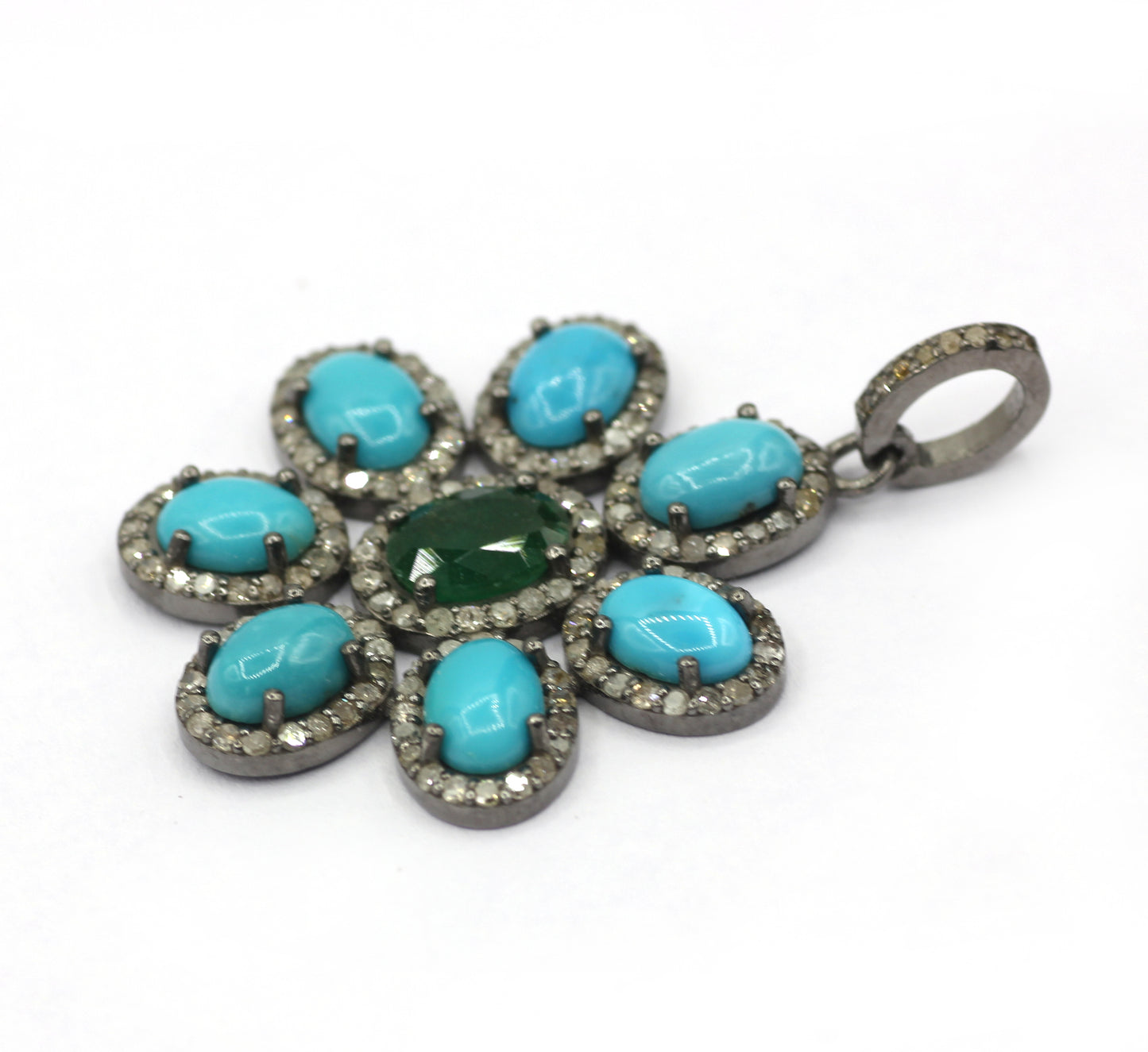 Flower Pave Diamond Pendant
