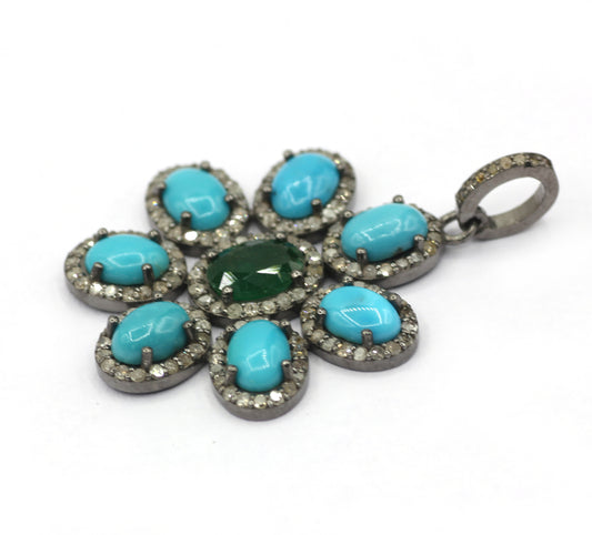 Flower Pave Diamond Pendant