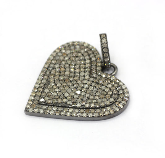 Heart Silver Pave Diamond Pendant