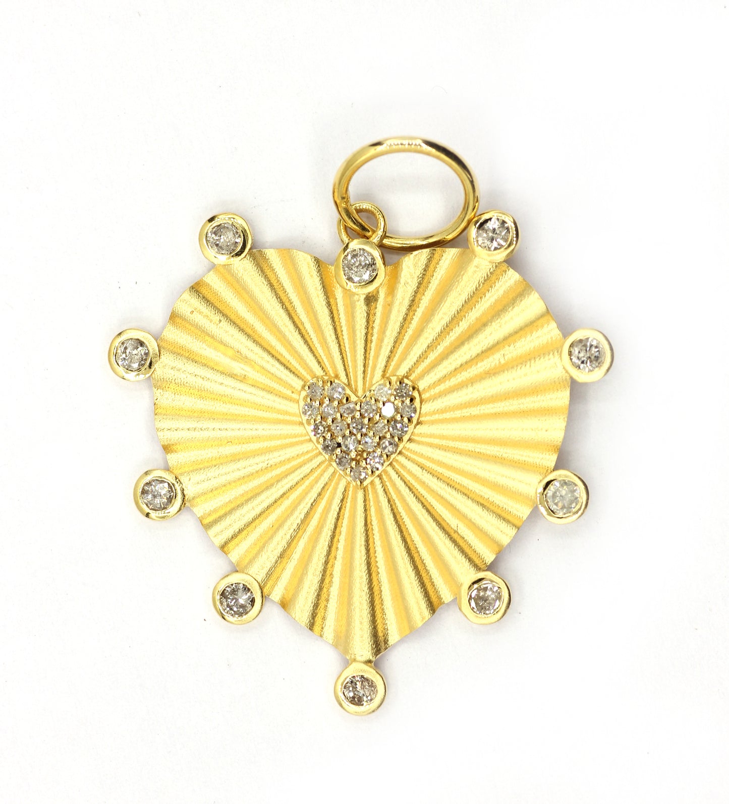 Heart 14k Solid Gold Diamond Pendants.