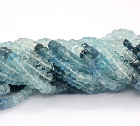 Aquamarine, Moss Aquamarine faceted Bead, Size 6 to 7 mm