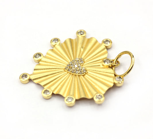 Heart 14k Solid Gold Diamond Pendants.