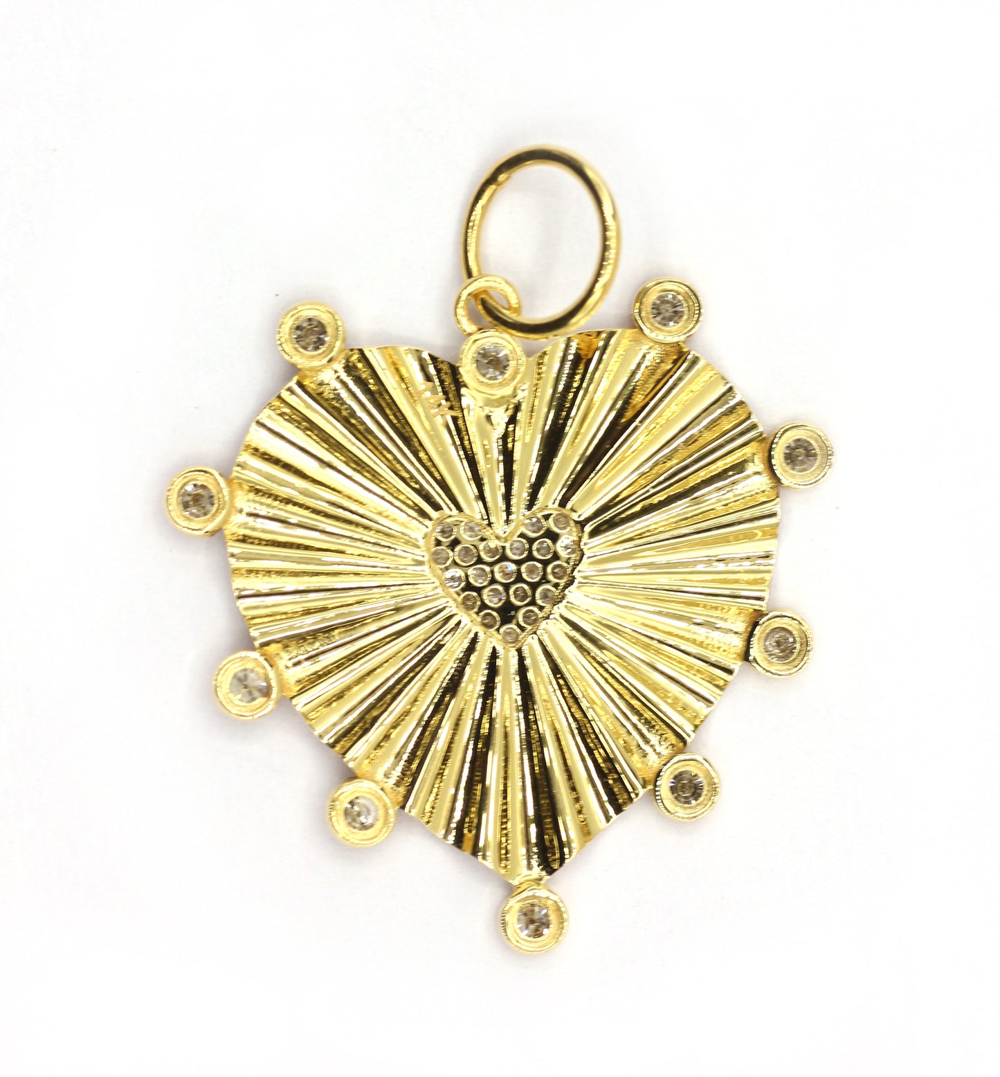 Heart 14k Solid Gold Diamond Pendants.