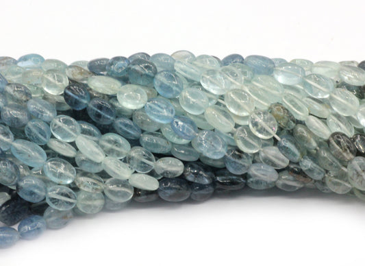Aquamarine Beads Smooth Oval, Genuine Real Aquamarine Gemstone Beads