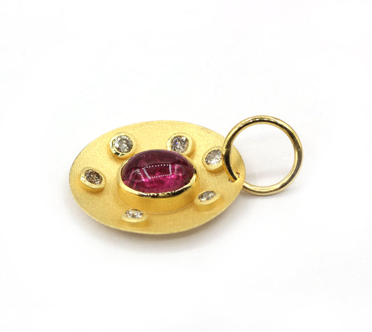 Oval 14k Solid Gold Diamond Pendants.