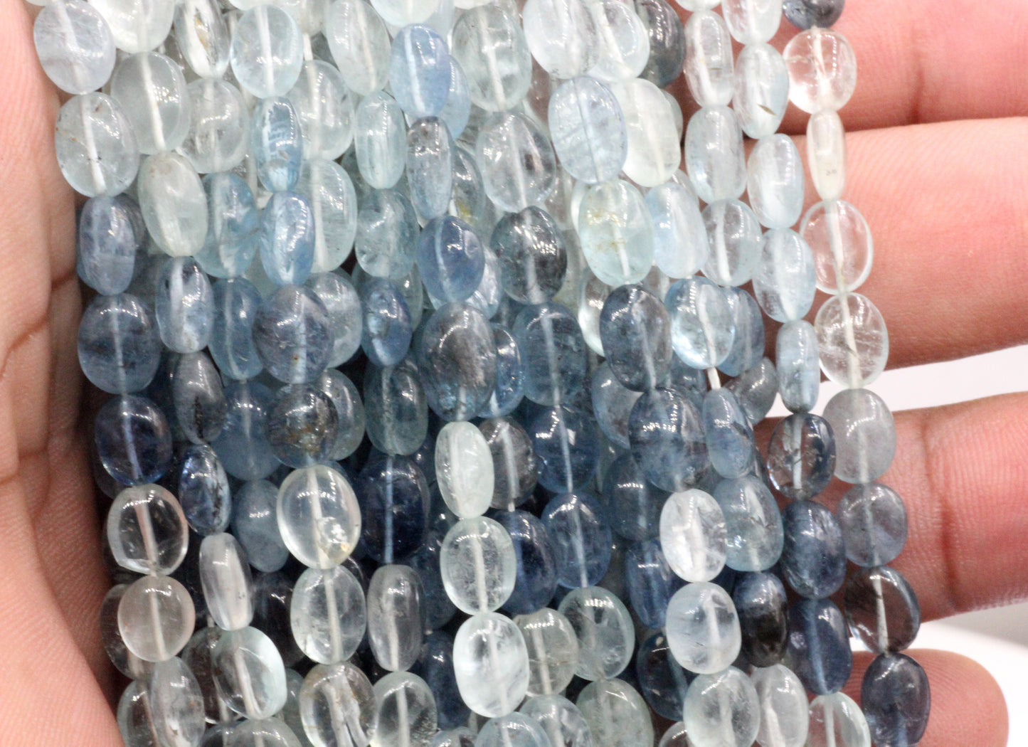 Aquamarine Beads Smooth Oval, Genuine Real Aquamarine Gemstone Beads