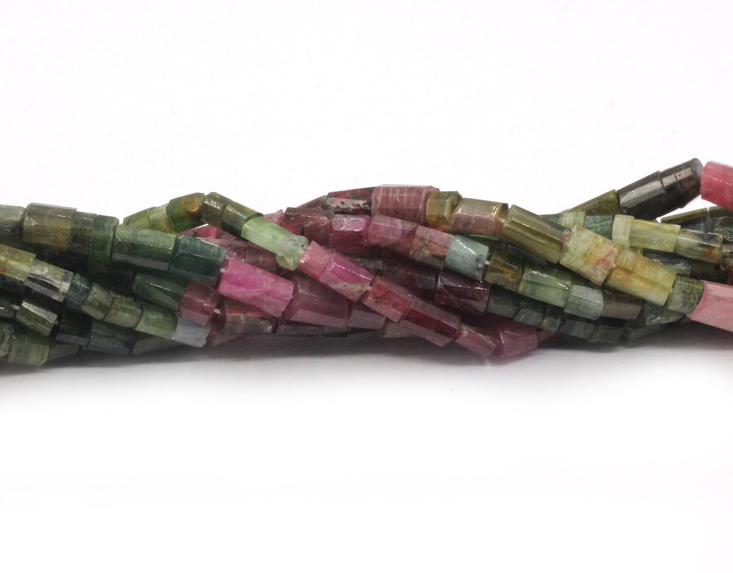 Multi Color Tourmaline Beads Faceted Tube