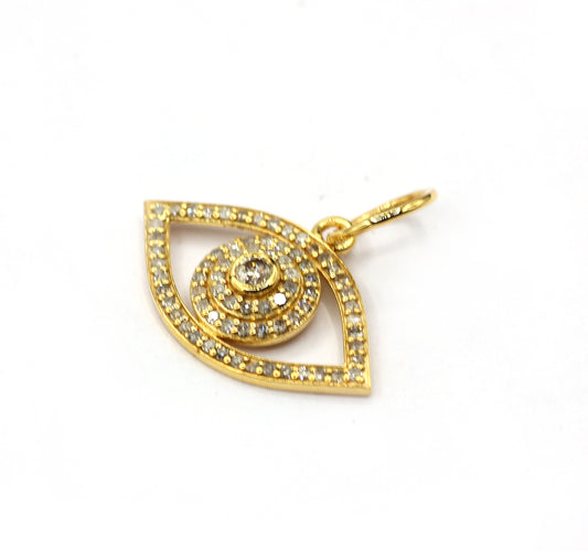 Evil Eye 14k Solid Gold Diamond Pendants.