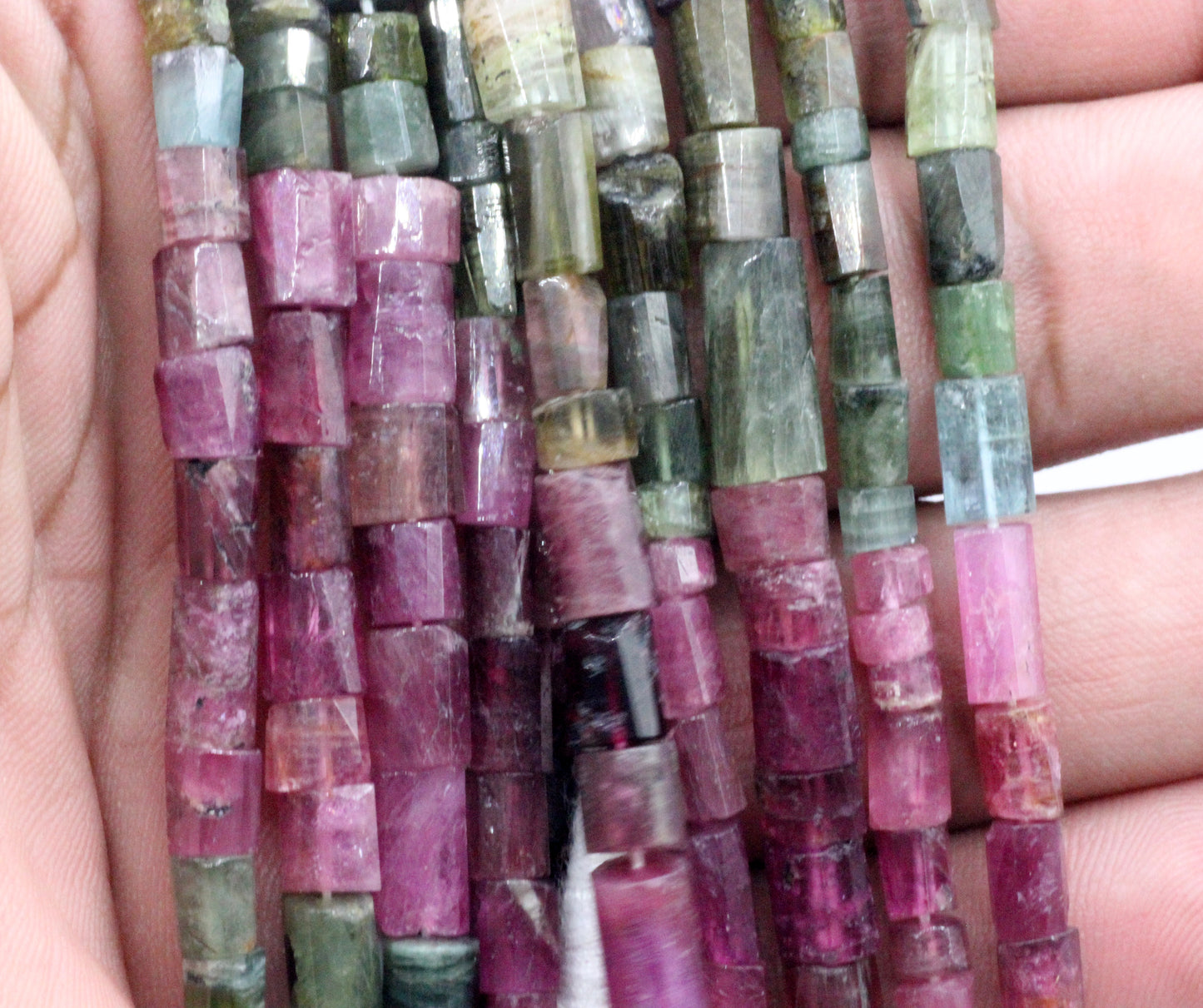 Multi Color Tourmaline Beads Faceted Tube