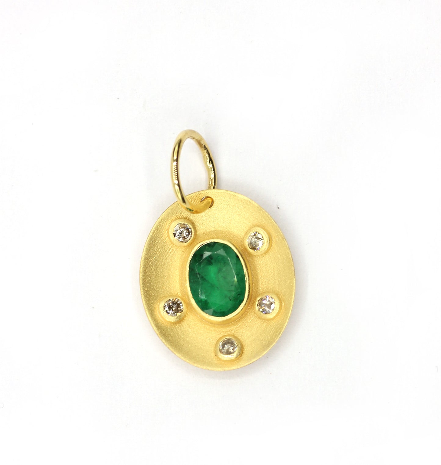Oval 14k Solid Gold Diamond Pendants.
