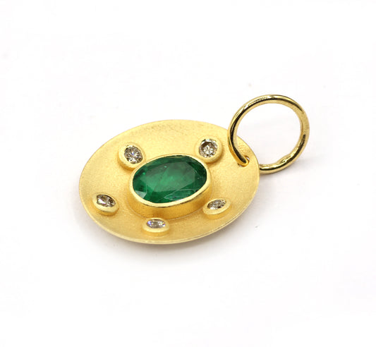 Oval 14k Solid Gold Diamond Pendants.