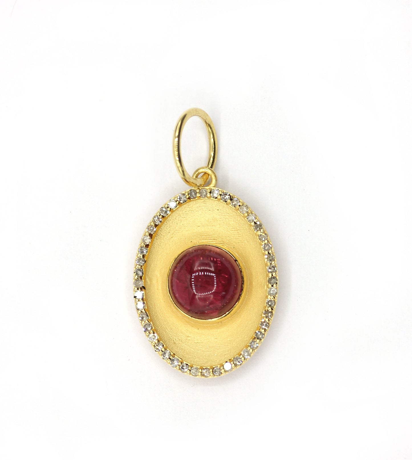 Oval 14k Solid Gold Diamond Pendants.