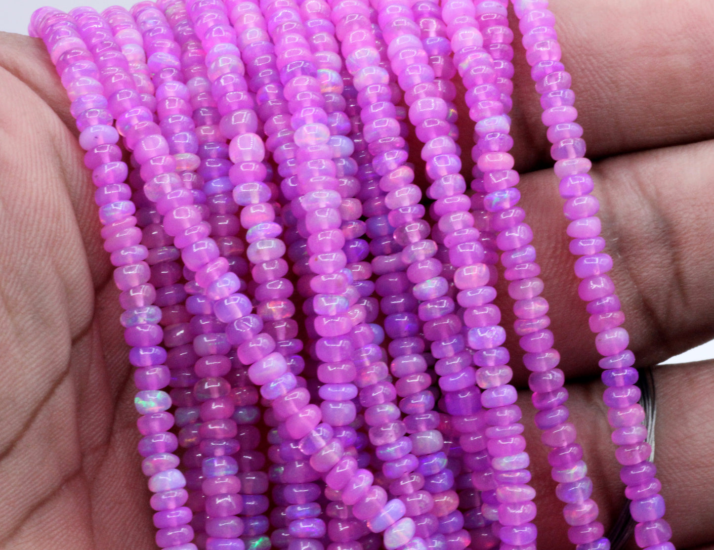Pink Opal Beads Smooth, Dyed Color, Size 4 mm, Natural Opal, Coated Dyed Color