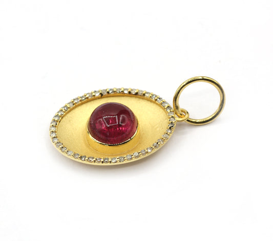 Oval 14k Solid Gold Diamond Pendants.