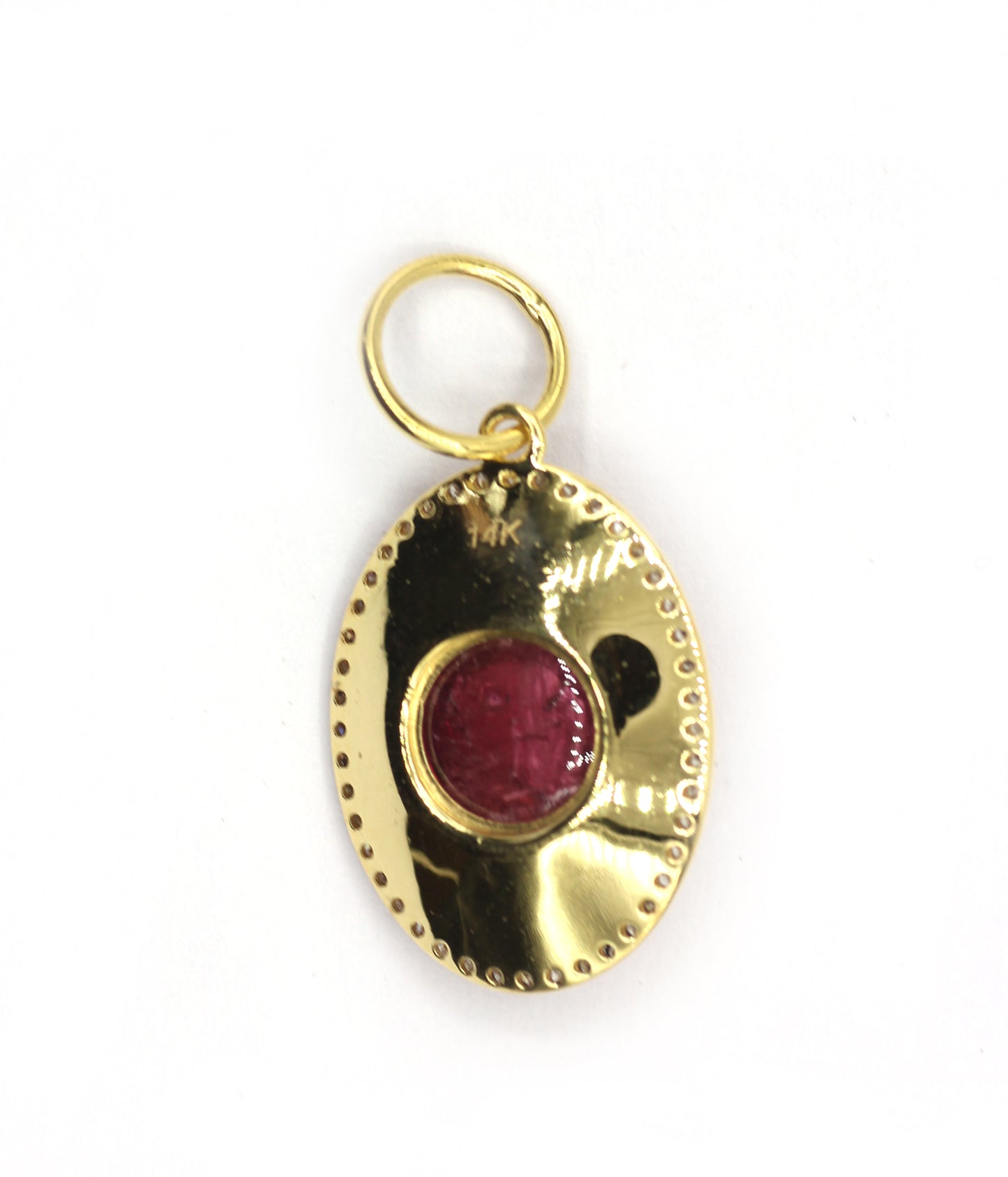 Oval 14k Solid Gold Diamond Pendants.