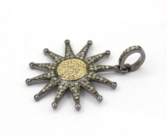 Sun Star Pave Diamond Pendant