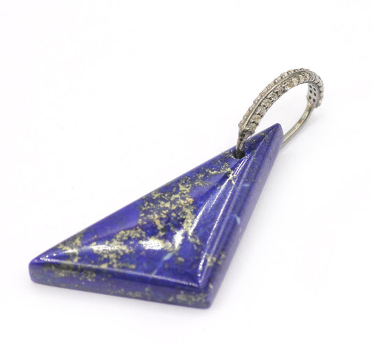 Lapis lazuli Silver Pave Diamond Pendant