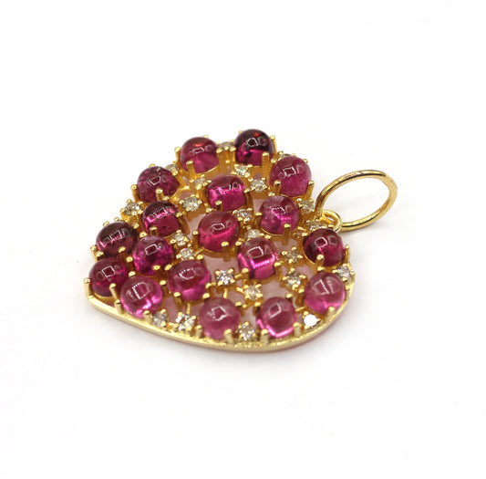 Heart 14k Solid Gold Diamond Pendants.