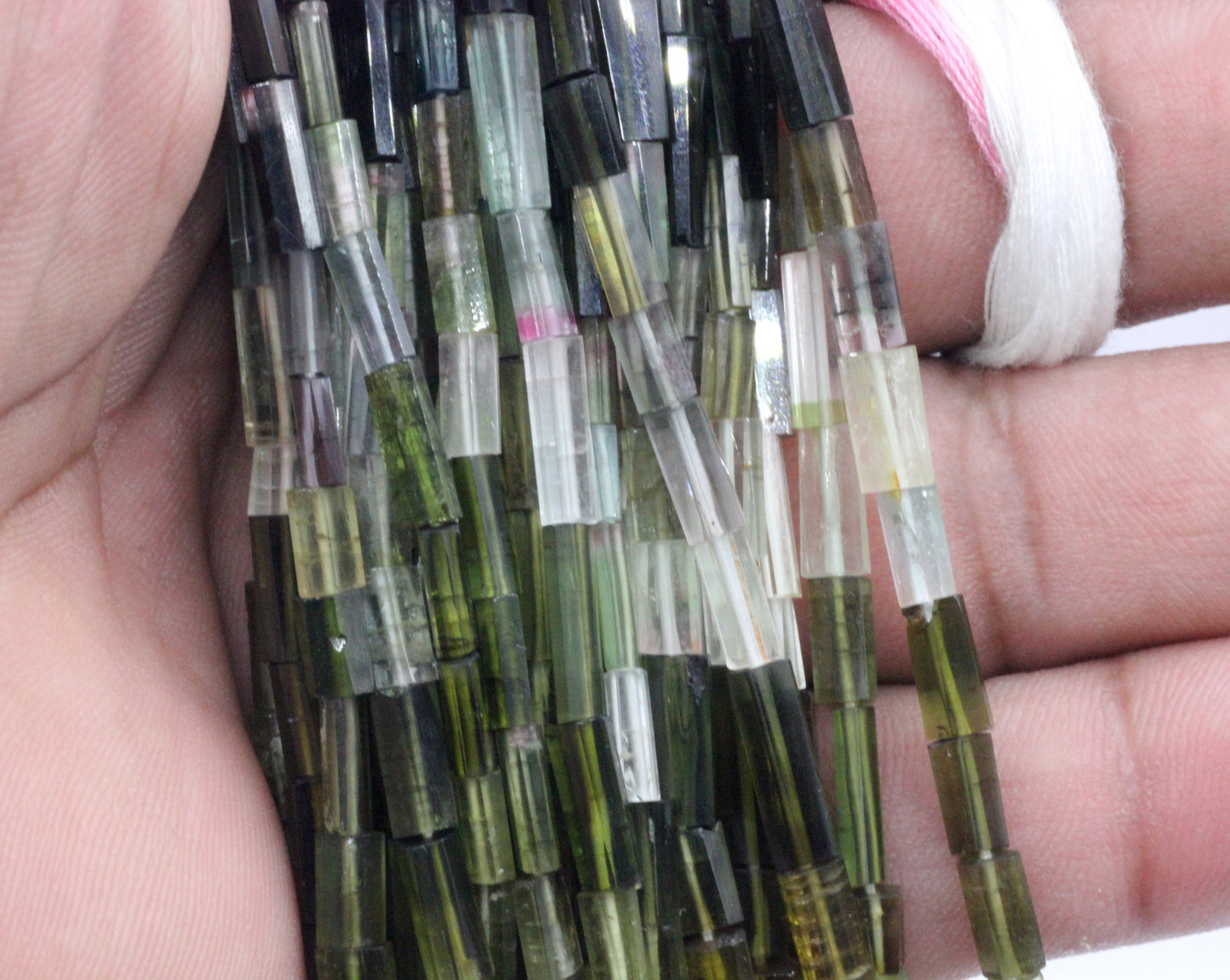 Tourmaline Faceted Tube Beads.