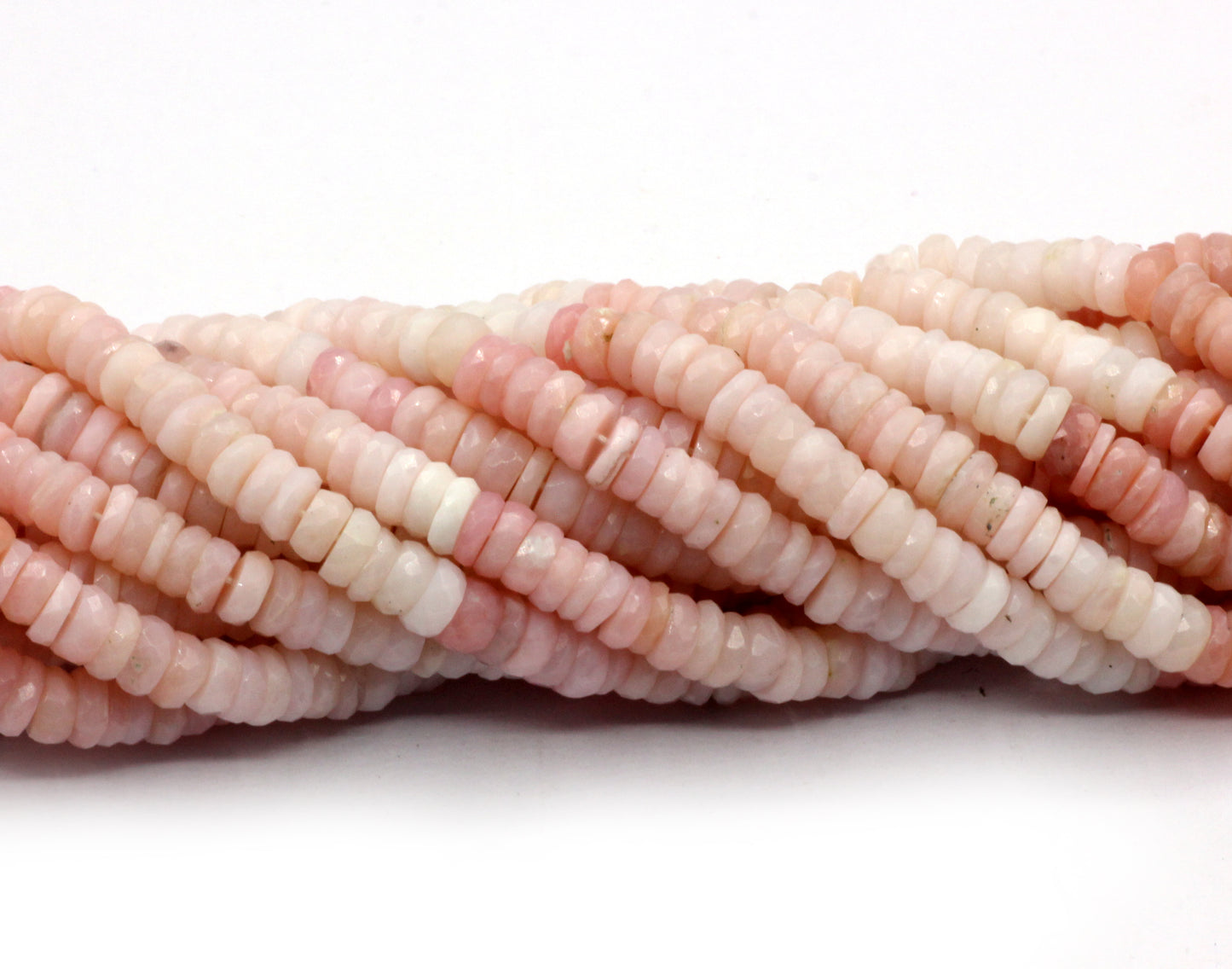 Pink Opal Faceted Heshi, Faceted Donut, Faceted Tyre