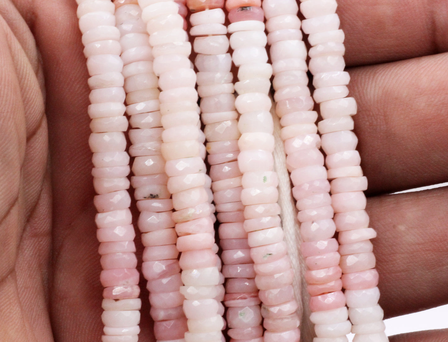 Pink Opal Faceted Heshi, Faceted Donut, Faceted Tyre