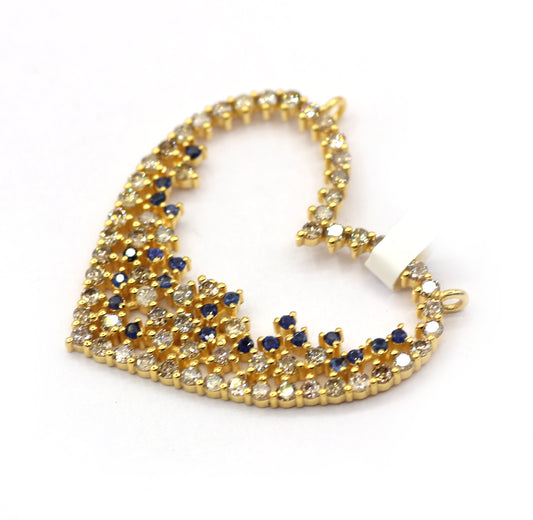 Heart 14k Solid Gold Diamond Pendants.